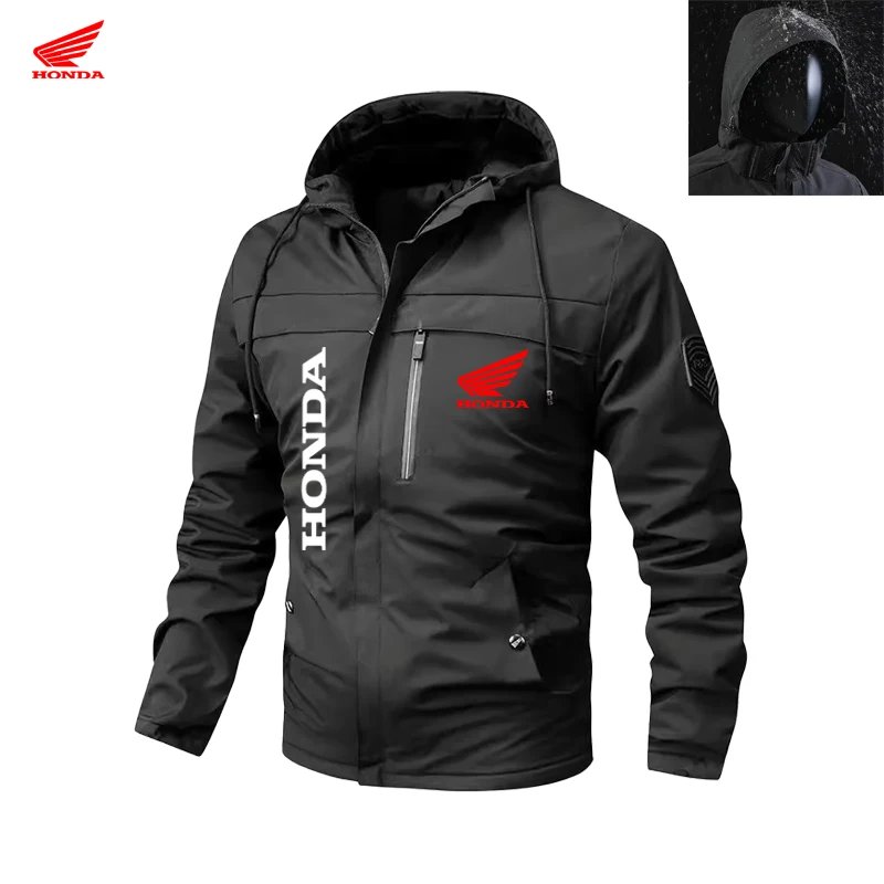 Honda jaqueta de chuva impermeável masculina leve exterior com capuz capa de chuva ao ar livre caminhadas jaqueta à prova de vento escalada jaquetas ao ar livre