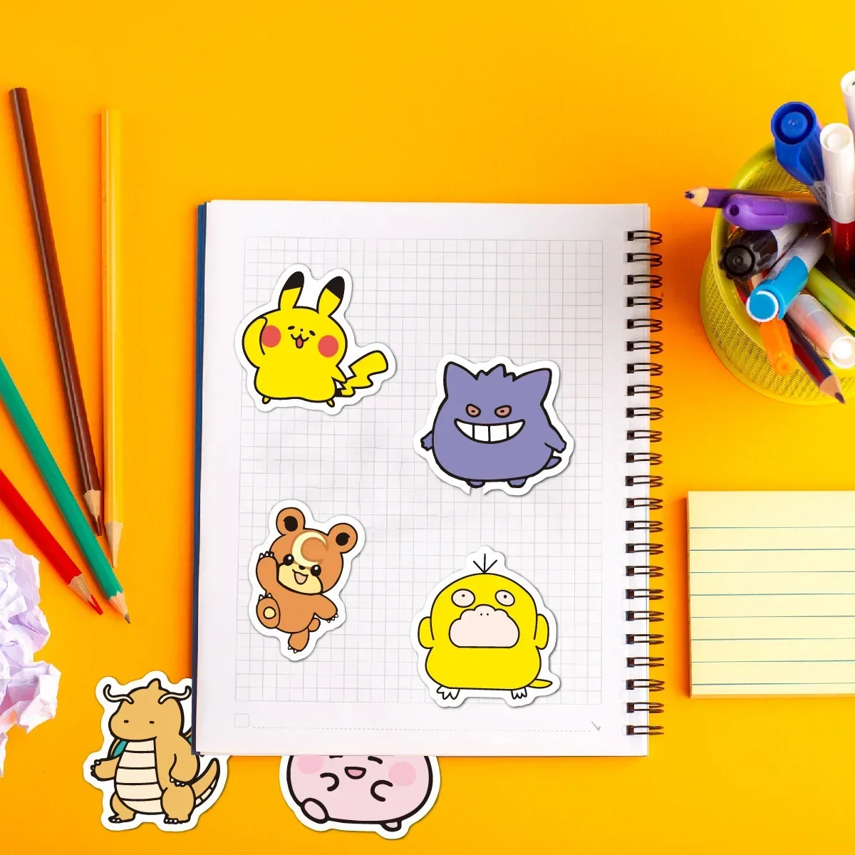 100 pçs bonito anime pokemon dos desenhos animados adesivos para portátil motocicleta papelaria diy crianças brinquedos graffiti adesivo decoração
