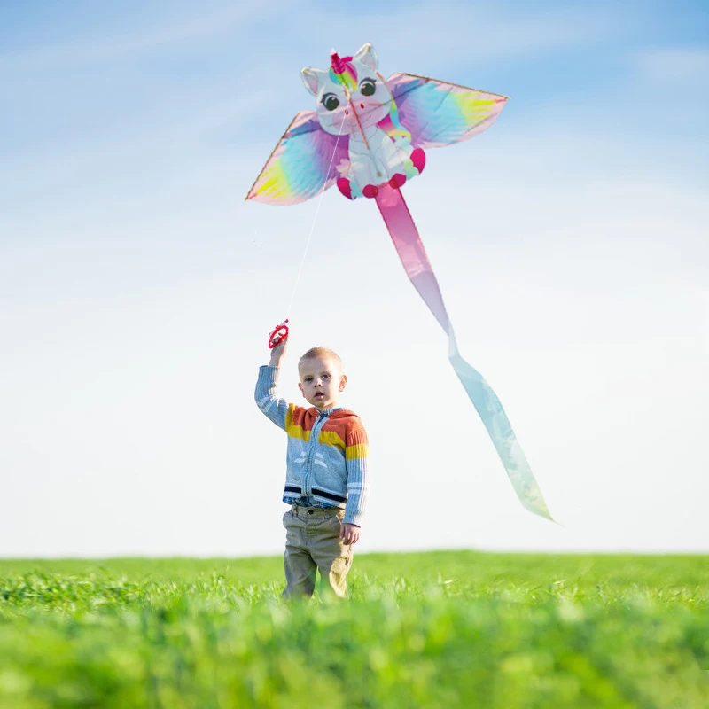 ว่าว Yongjian Pink Unicorn Kite ขนาดเล็ก เหมาะสําหรับเด็กหรือผู้เริ่มต้น บินง่าย ด้วยเชือกว่าว 50 ม