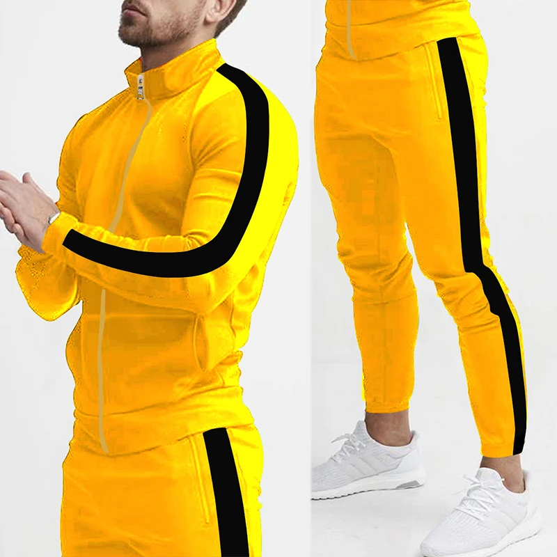 Frühling und Herbst neue Freizeit Herren Sport Set farbige Herren Stehkragen Casual Set trend ige Sport 2-teiliges Set