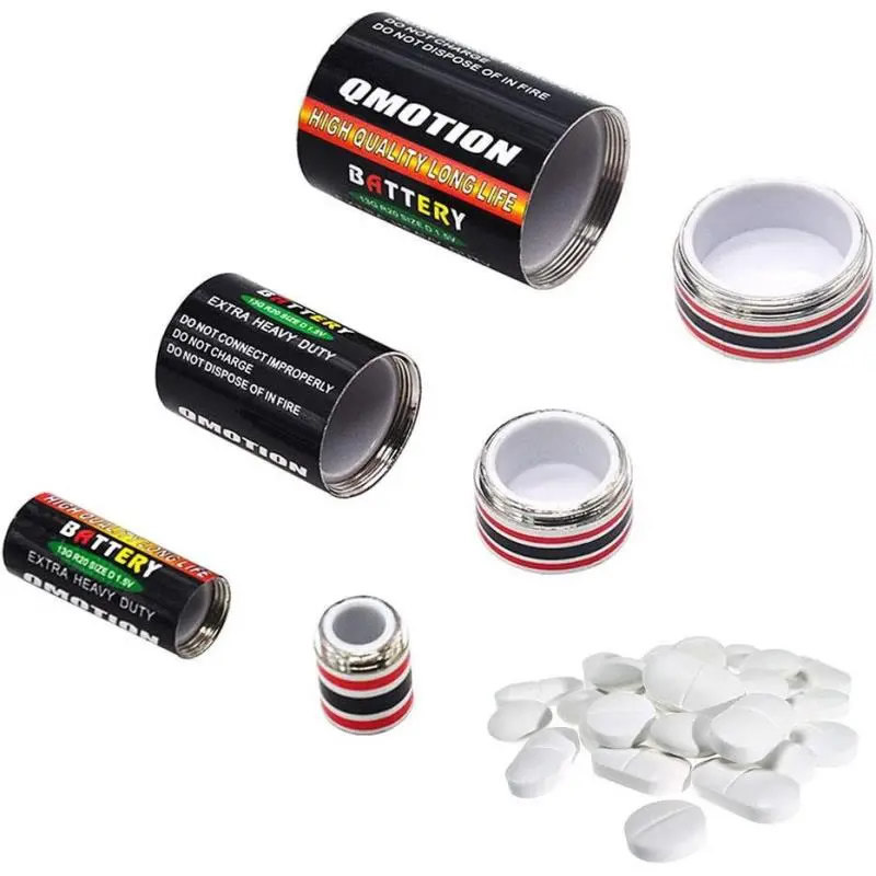 Almacenamiento oculto portátil, batería de célula seca, estuche vacío, vista secreta, ocultar dinero en efectivo, pastillas de joyería para viajes al aire libre, dinero seguro