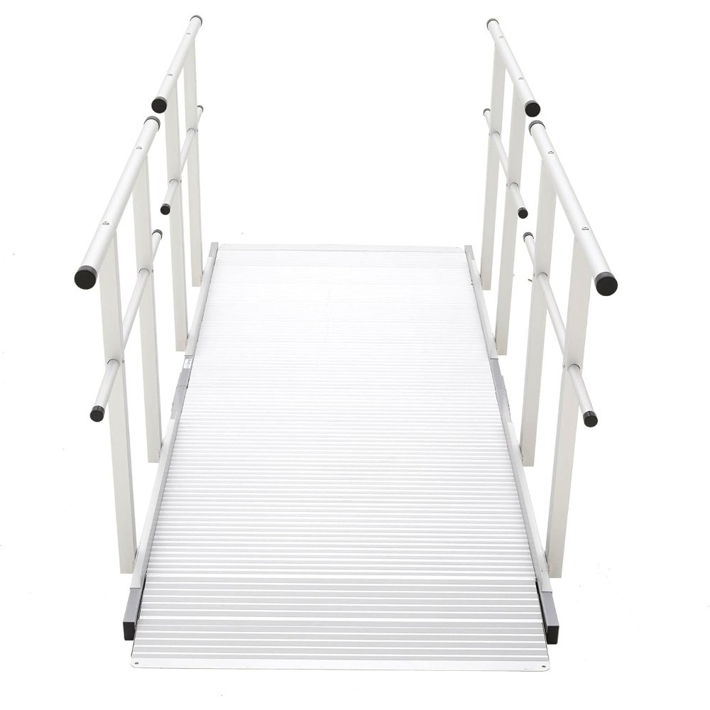 12' L Silver Spring Folding Aluminum Wheelchair Access Ramp with Handrails