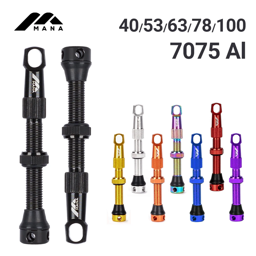 MANA 1 par de válvulas Presta para bicicleta 40/53/63/78/100mm 7075 aleación de aluminio para bicicleta de carretera sin cámara/MTB/Caliva-válvula ELITEWHEELS