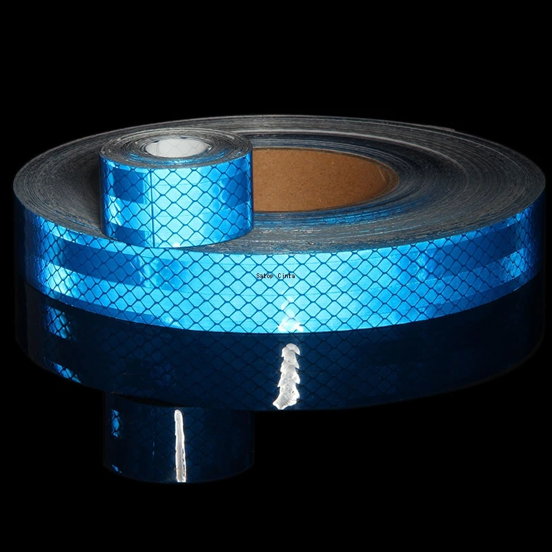 Pegatinas reflectantes azules para coche, cinta autoadhesiva de grado microdiamante de 2,5 cm x 5m, tiras reflectoras impermeables para bicicleta y motocicleta