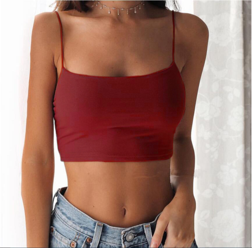 Hot Koop! Vrouwen Zomer Hemdje Crop Tops Mouwloos Slim Sling T-shirt Zwart Wit Dieptepunt Tanks Beha Ondergoed Vest Tops
