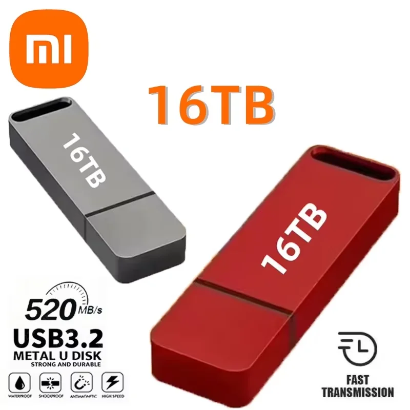 Xiaomi 16TB Flash Drive USB3.2 High Speed File Transfer Metal Type C Flash SSD Portable Large Capacity Waterproof  Drive Memory