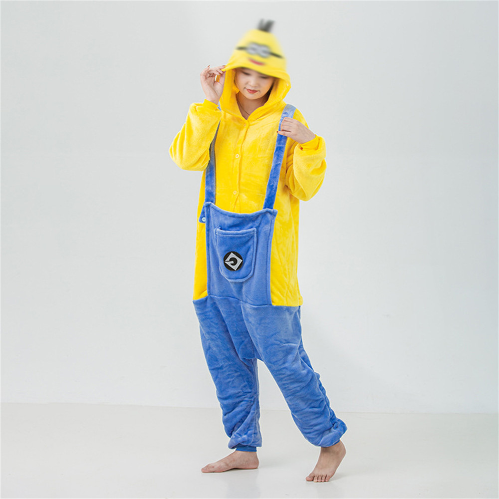 Bonita franela Kigurumi para niños y adultos, pijamas de una pieza con capucha de dibujos animados de Anime, ropa de dormir de una pieza, disfraz de Cosplay de Navidad