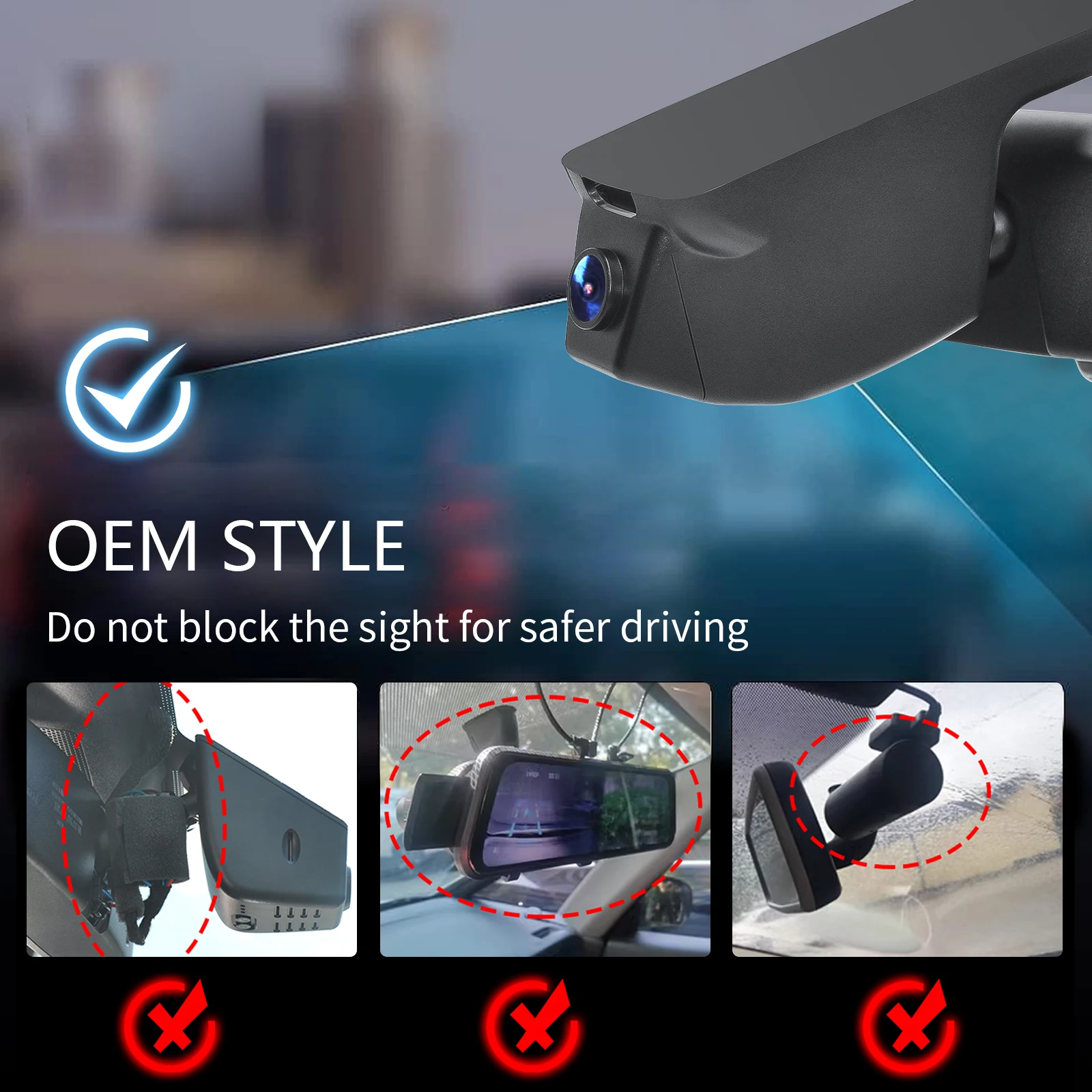 Mangoal 4K Dash Cam Cocok Untuk Dodge Charger 2015-2023 (Model A) G-Sensor Monitor Parkir Video UHD 2160P Kontrol Aplikasi WiFi