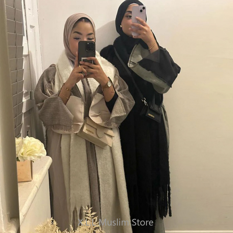 Abaya musulmana Eid Ramadán cerrada o abierta Dubai moda de lujo costura turca elegante Kebaya Kaftan bata islámica ropa