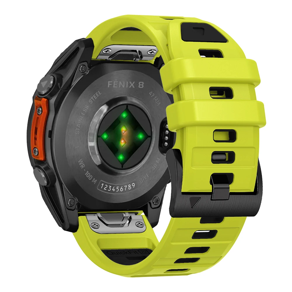 Banda QuickFit 26mm 22mm Fenix8 para Garmin Fenix E 8 7 7X 6 6X 5 5X/Epix Pro 47mm 51mm/Enduro 3 pulsera de silicona de dos tonos
