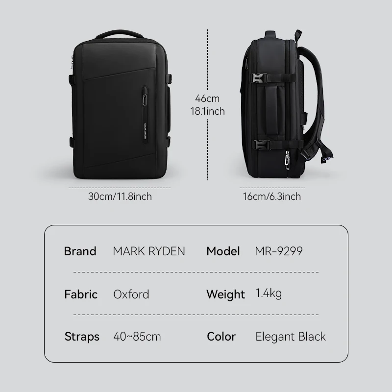 MARK RYDEN ラップトップ バックパック メンズ トラベルバッグ 36L ラージバッグ