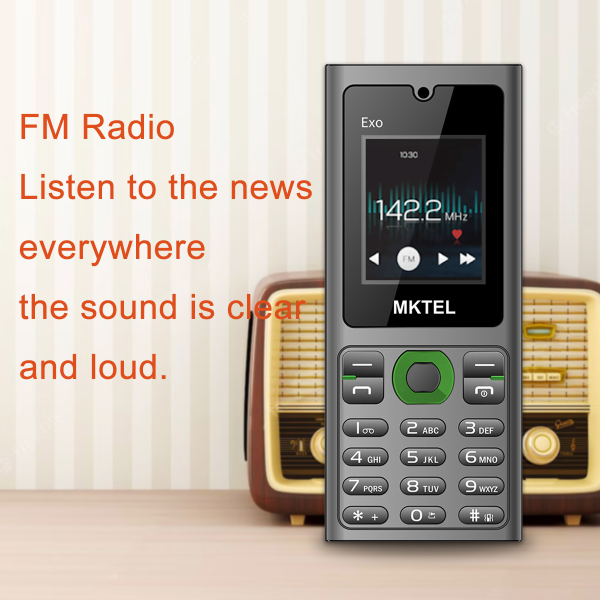 MKTEL EXO Feature Phone Senior Mobile Phone Dual SIM Dual Standby 1.77 "Display GSM MP3 MP4 Radio FM forte torcia altoparlante