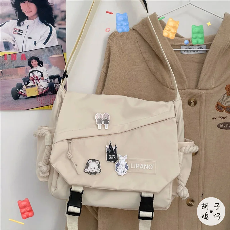 Bolsa estilo hong kong versátil artística versão coreana fotografia de rua bolsa de ombro bolsa mensageiro bolsa crossbody de estudante para ma