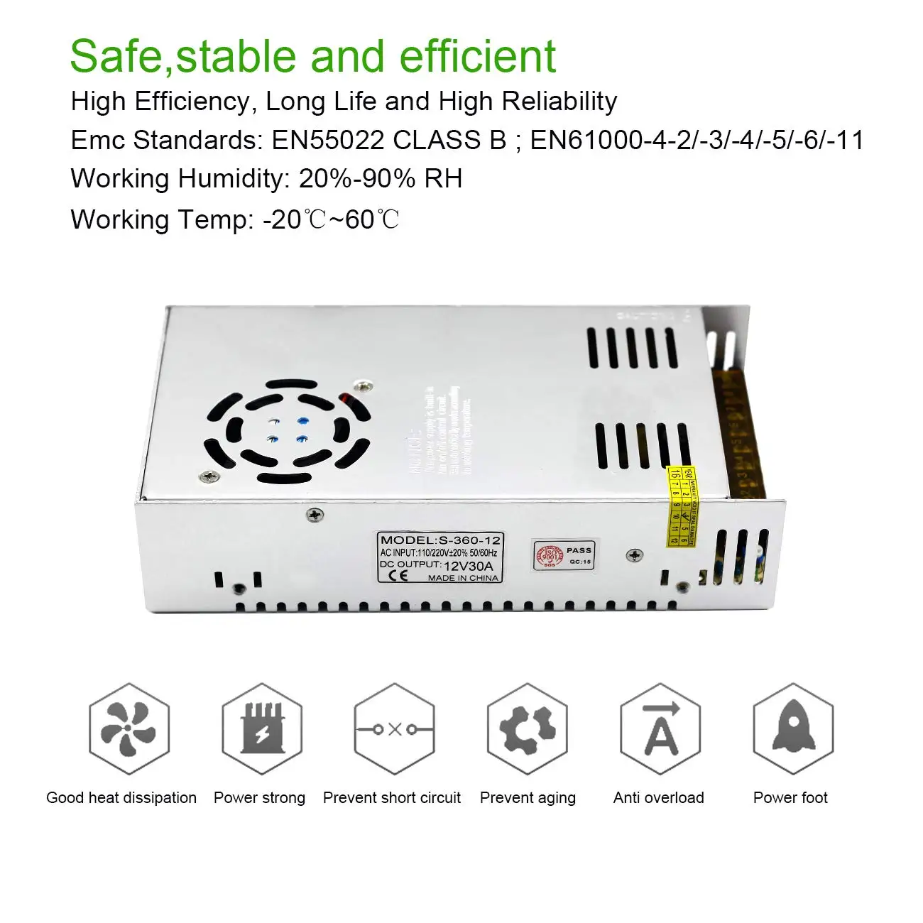 Adaptador de corriente LED transformador de iluminación AC 100V-240V a DC 5V 12V 24V fuente de alimentación conmutada 1A 2A 3A 5A 10A 20A 30A controlador LED