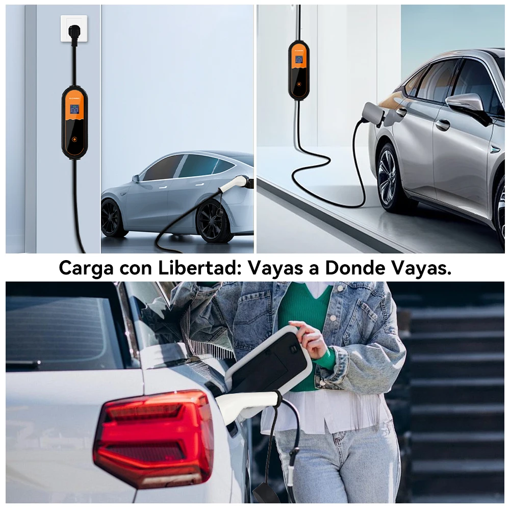 Przenośna ładowarka do pojazdów elektrycznych 3,5 kW Typ 2, 16 A, 1 faza, wtyczka EU, EVSE, regulacja prądu ładowania pojazdów elektrycznych 8 A-10 A-13 A-16 A