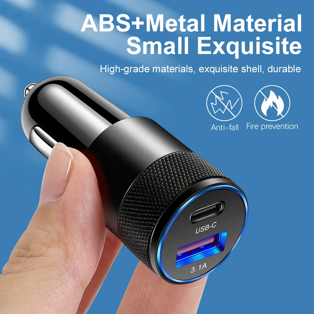 PD 12 W USB Autolader Dubbele Poorten Snel Opladen Mobiele Telefoon Type-C Adapter Oplader in Auto Voor iPhone 15 Xiaomi Huawei Samsung