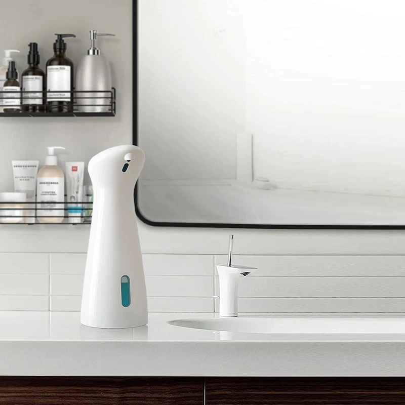 Dispensador automático de sabão de mão com sensor, peça de mão de lavagem inteligente, branco, ABS de alta qualidade, à prova d'água para banheiro