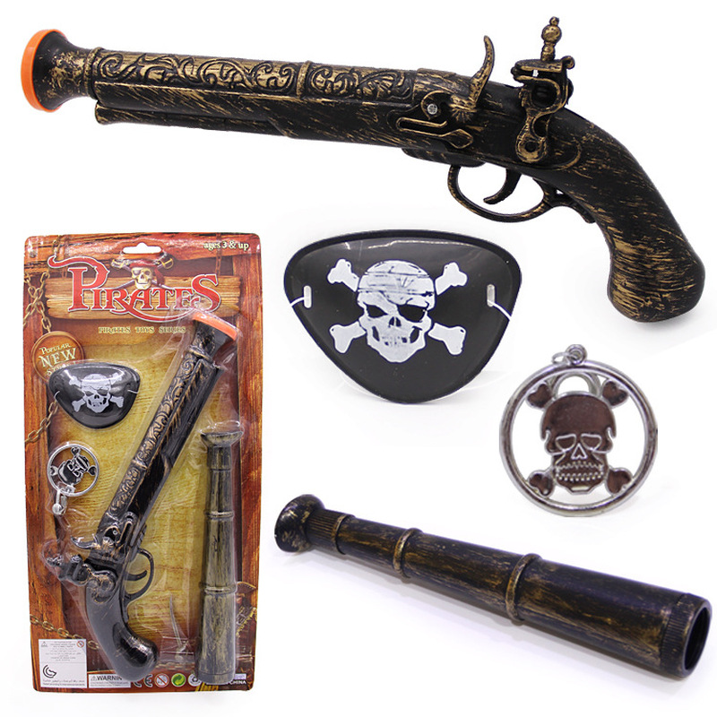 Pistola pirata de Halloween, juego de pistola de juguete de plástico para niños, regalo de pirata para Cosplay