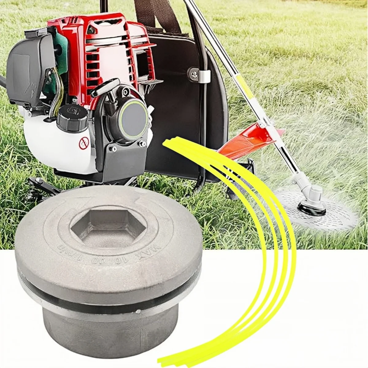 Cabezal de corte Universal de aluminio, cortadora de hilo, desbrozadora de césped, juego de cuerdas, paquete de carretes, accesorio de cabezal de cortacésped eléctrico