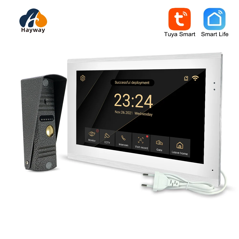Tuya 1080P 10 inch color touch screen wireless WiFi camera doorbell intelligent APP intercom kit with mobile detection,
