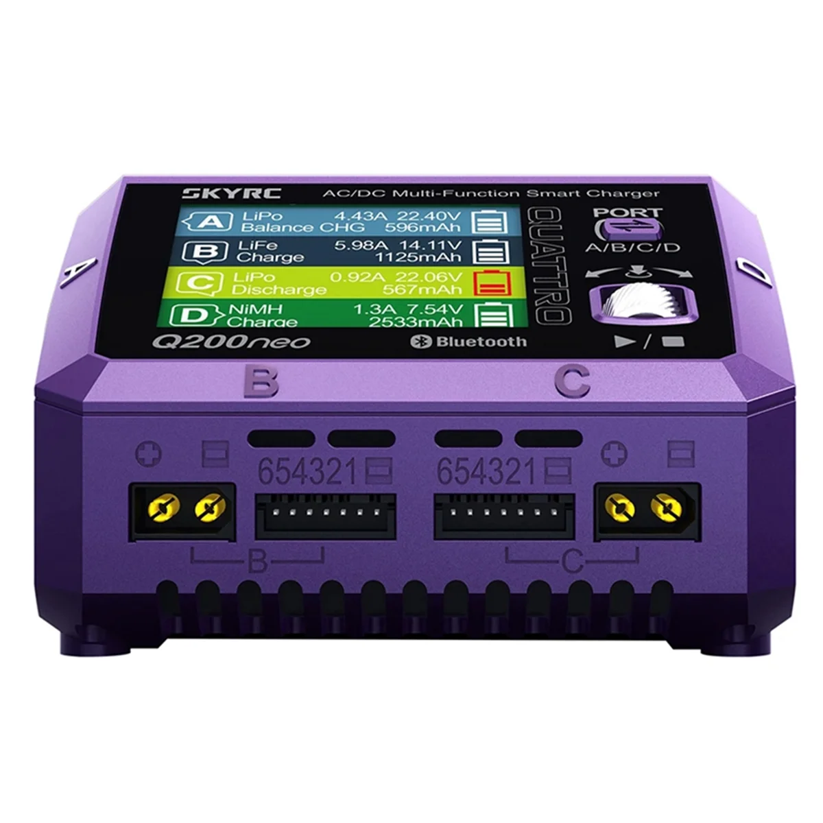Pengisi Daya T06C-SkyRC Q200neo AC 200W DC 400W 10A 4 Port Output AC/DC Pelepasan Pengisi Daya Seimbang Pintar untuk 1-6S LiPo 20W PD3.0,US