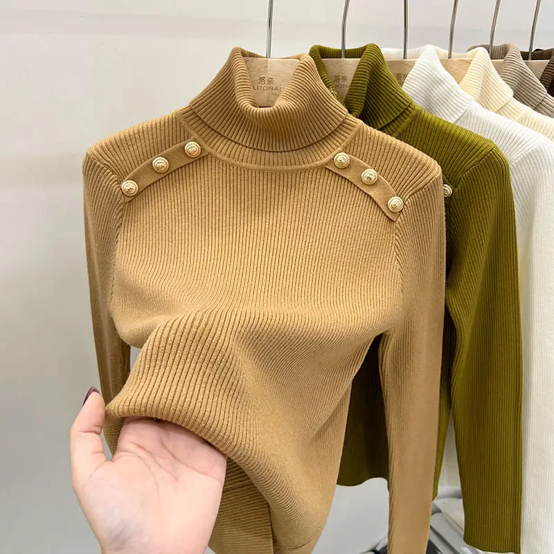 2024 秋と冬の新カシミヤセーター女性のタートルネック長袖ニットプルオーバースリムカシミヤセーター