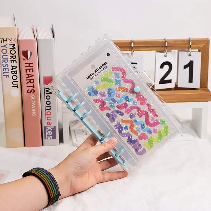 A6 Transparent File Holder Notebook 6 Hole Loose Leaf DIY Document Bag Binder Rings PVC Storage Binding