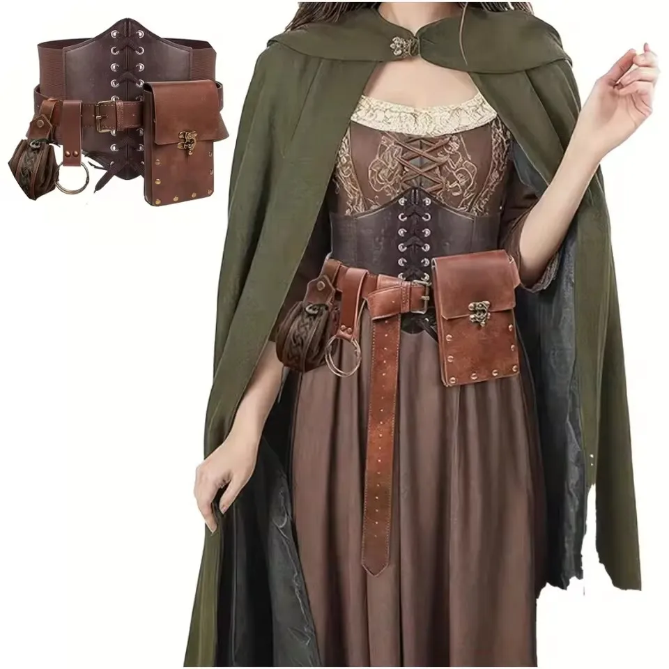 Mittelalterliche Gürtel Wikinger Ritter Lose Ändern Taille Taschen Renaissance Retro Gürtel Halloween Rollenspiele Kleider Schnalle Requisiten,