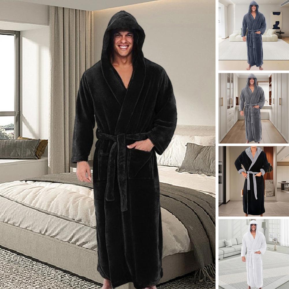 Albornoz de felpa con capucha, lujoso albornoz con capucha para hombre con cinturón ajustable, textura súper suave y esponjosa, altamente para el último
