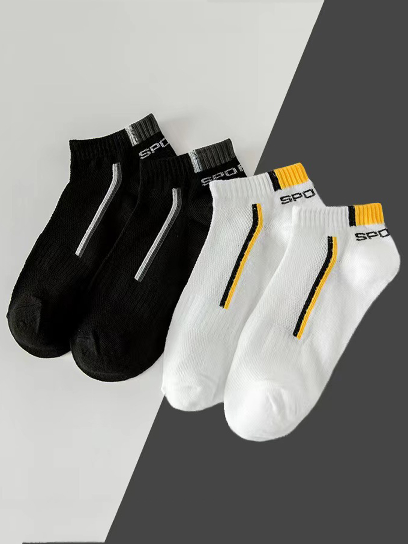 Calcetines náuticos antideslizantes para hombre, 5 pares de calcetines tobilleros con estampado de bloques para negocios y deportes, transpirables, resistentes al sudor, antiolor, cómodos