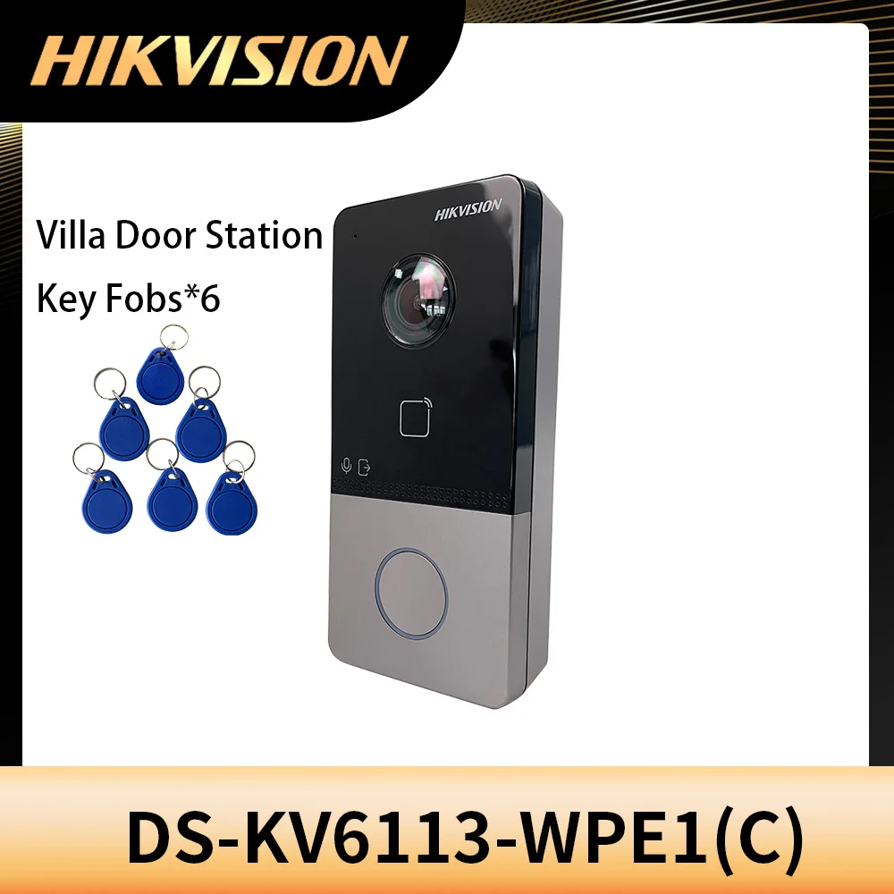 Hikvision-Conveniente Plastic Villa Door Station, Doobell com Wi-Fi POE, Hik-Connect App, Controle Móvel, DS-KV6113-WPE1 C