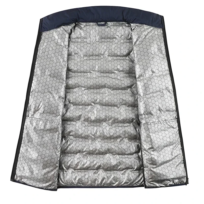 Winter Wit Donsjack Heren Grafeen Zelfopwarming Winddicht Geplooide Pufferjassen Opstaande Kraag Casual Warme Donsjassen Mannelijk
