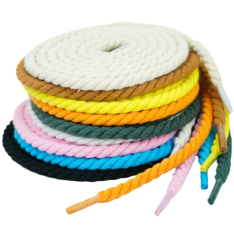 New Rope Laces Sneakers Boots Shoe Laces for Shoes Round Shoelaces 0.6CM Thicker Cotton Shoelace Twisted for AF1/AJ1 1 Pair