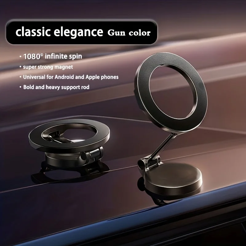 Magnetischer Autotelefonhalter für MagSafe, 360 Grad verstellbar, Legierung, zusammenklappbar, magnetische Autonavigationshalterung für iPhone 15 14 13 12