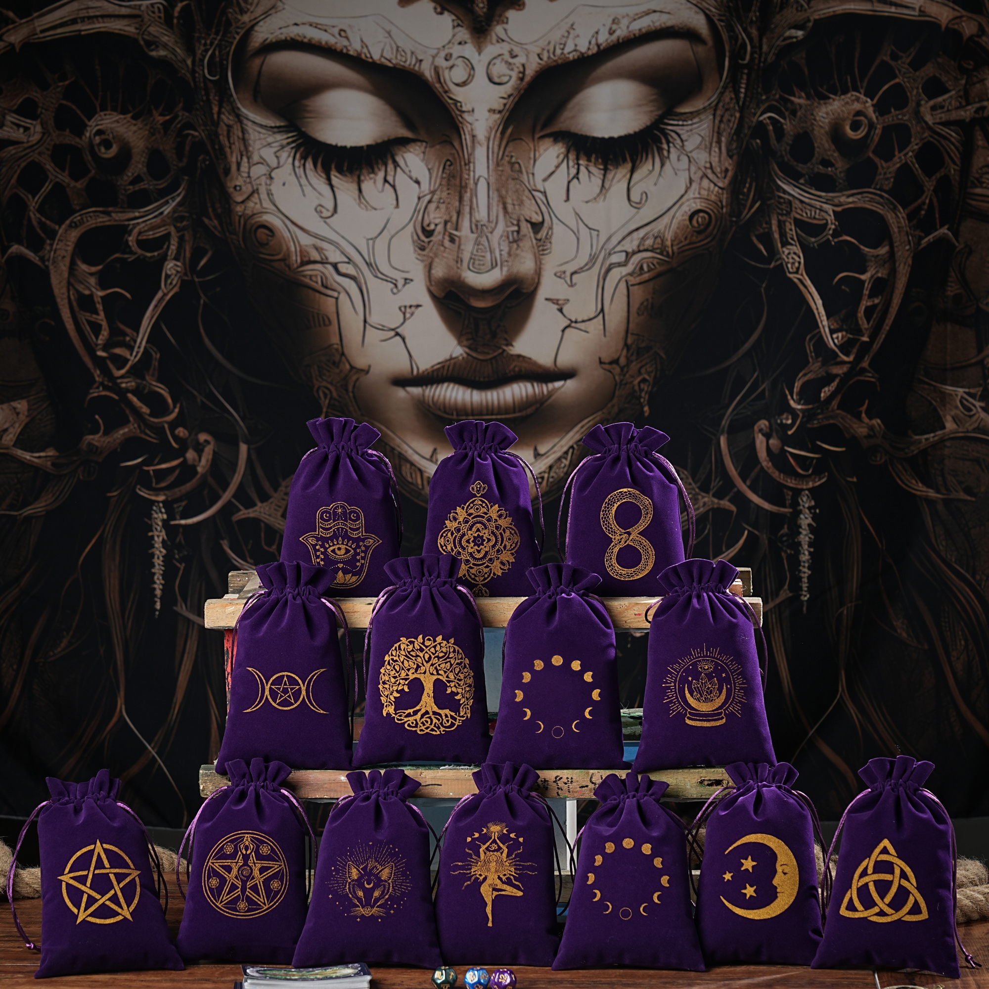 1 PC 14x22 ซม.ขนาดใหญ่กํามะหยี่ Moon Phase TAROT การ์ดกระเป๋าเครื่องประดับกระเป๋าเดินทางเครื่องสําอางค์ของขวัญกระเป๋ากระเป๋าเหรียญลูกเต๋ากระเป๋า