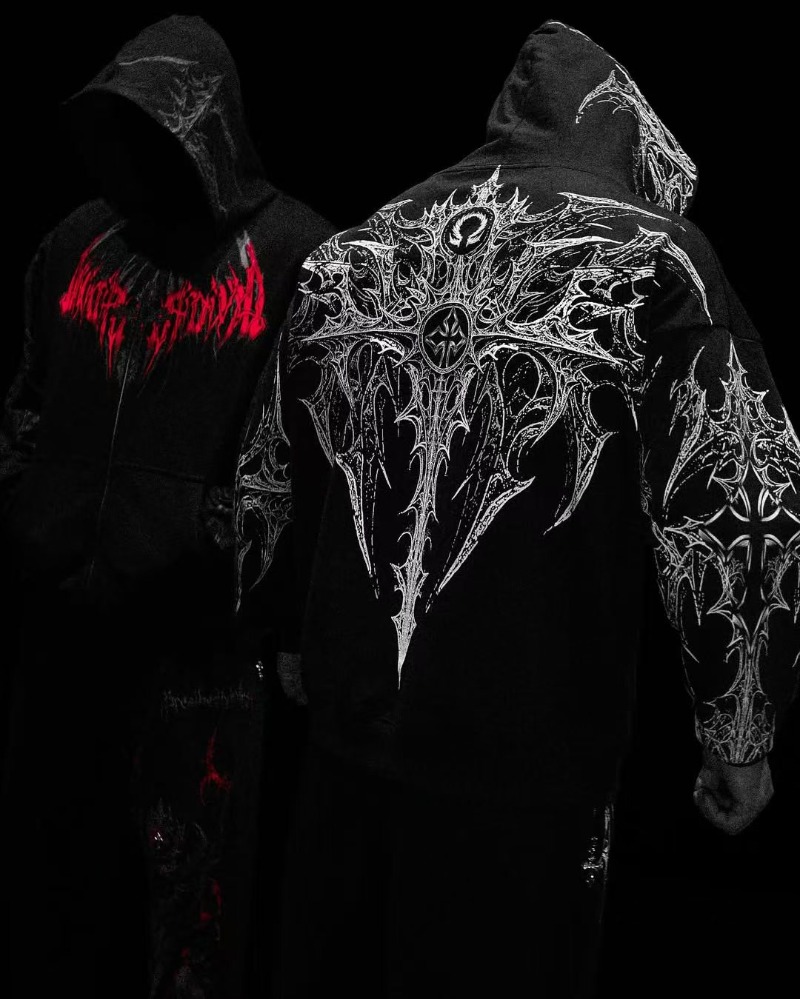 Y2K High Street Gothic Harajuku Donkere stijl kruis mannen hoodie Amerikaanse mode punk groot patroon kleding trendy los sweatshirt