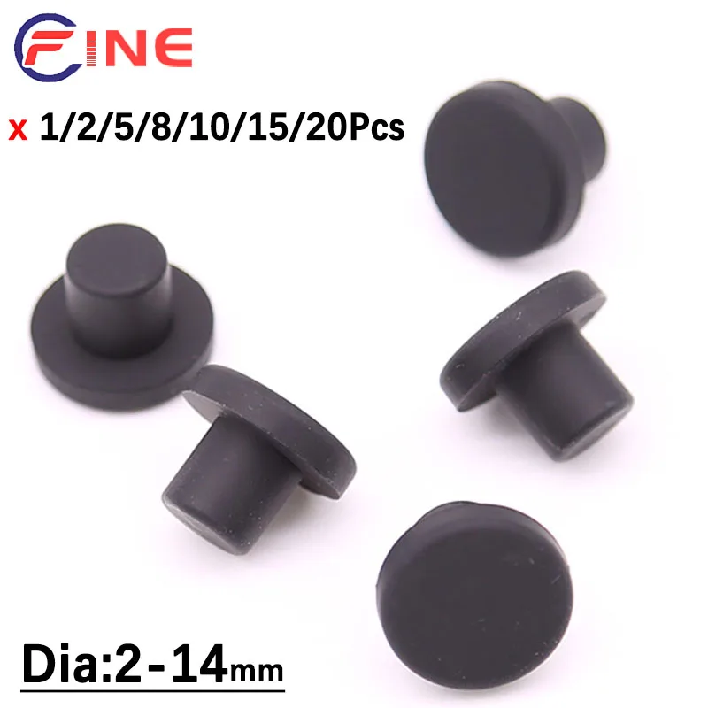 Black Solid Silicone Hole Caps 2-14mm T Type Rubber Seal Stopper Hole Cover Dust-proof Plugs Blanking End Caps