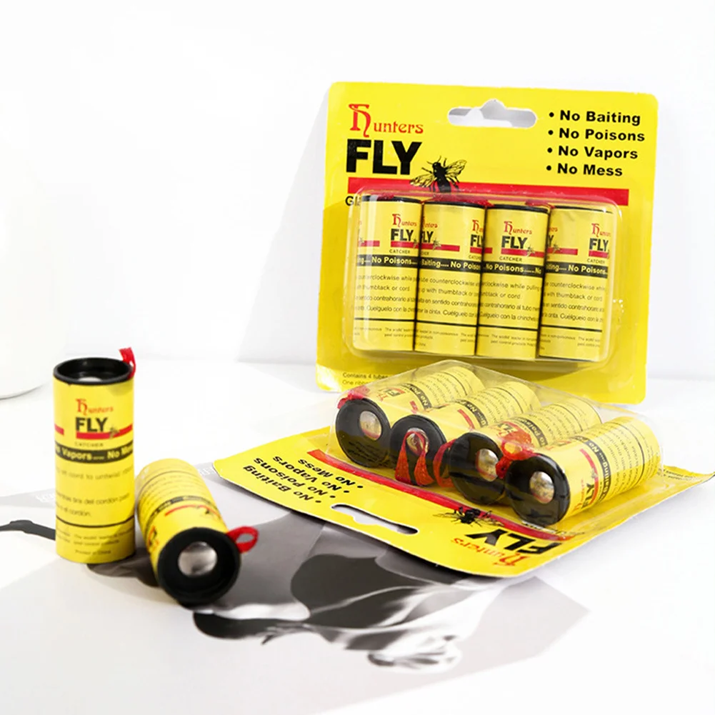 4-20PCS ริบบิ้นเหนียวม้วนสองด้านแมลงวันแถบกระดาษแมลงบ้านกาว Fly TRAP Catcher Bug ยุง Killer