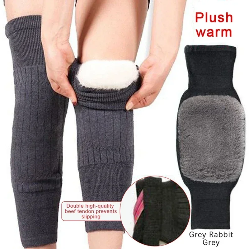 ฤดูหนาว Plush เข่า Pad ความร้อนเข่าสําหรับผู้สูงอายุผู้หญิงผู้ชายเข่า Pads แขนขาสําหรับเล่นสกีขี่จักรยานตั้งแคมป์วิ่ง
