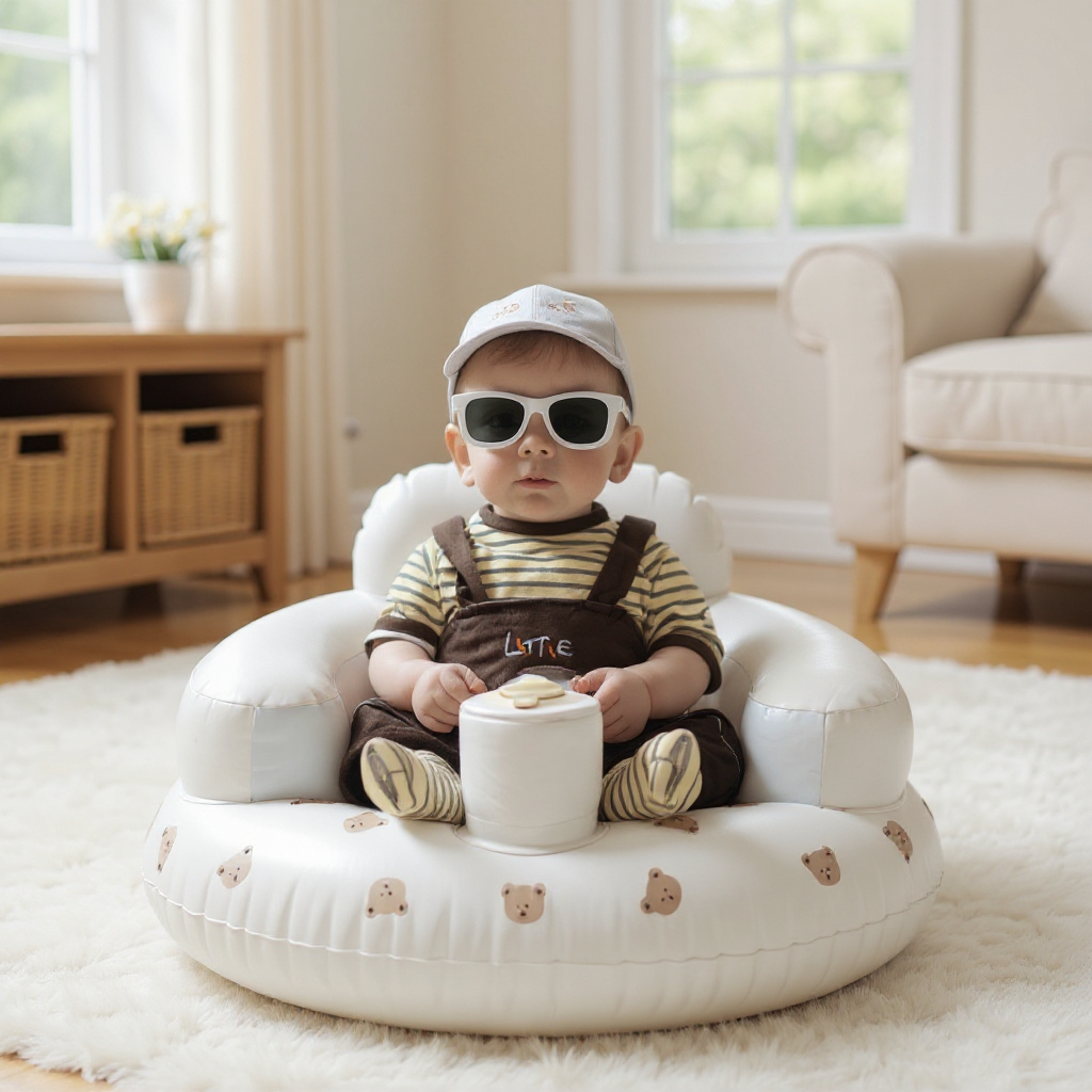 1PCS Infant Shining Baby Inflatable Sofa Portable PVC Bath Stool Children Puff Multifunctional Seat Practice Sitting Bath Chair