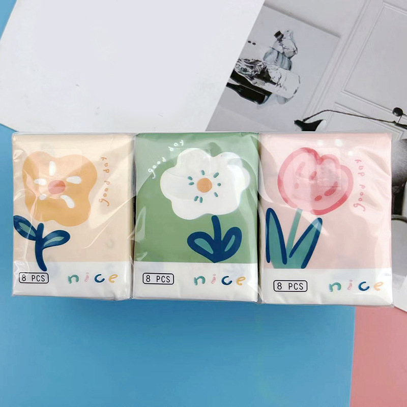 9 paczek uroczy kwiat chusteczek z nadrukiem przenośnych małych paczek chusteczka higieniczna ręcznik papierowy serwetek z naturalnej pulpy drzewnej