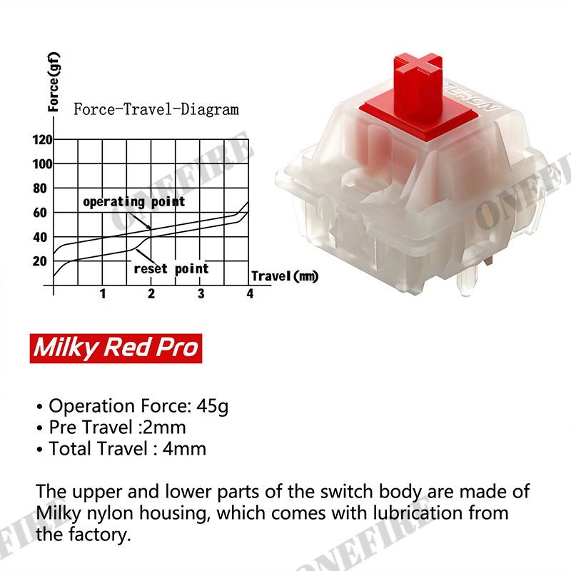 Interruptores Gateron Milky Pro, interruptor lineal prelubrado rojo amarillo lechoso, interruptor de vástago SMD RGB Mx para teclado mecánico, POM de 5 pines