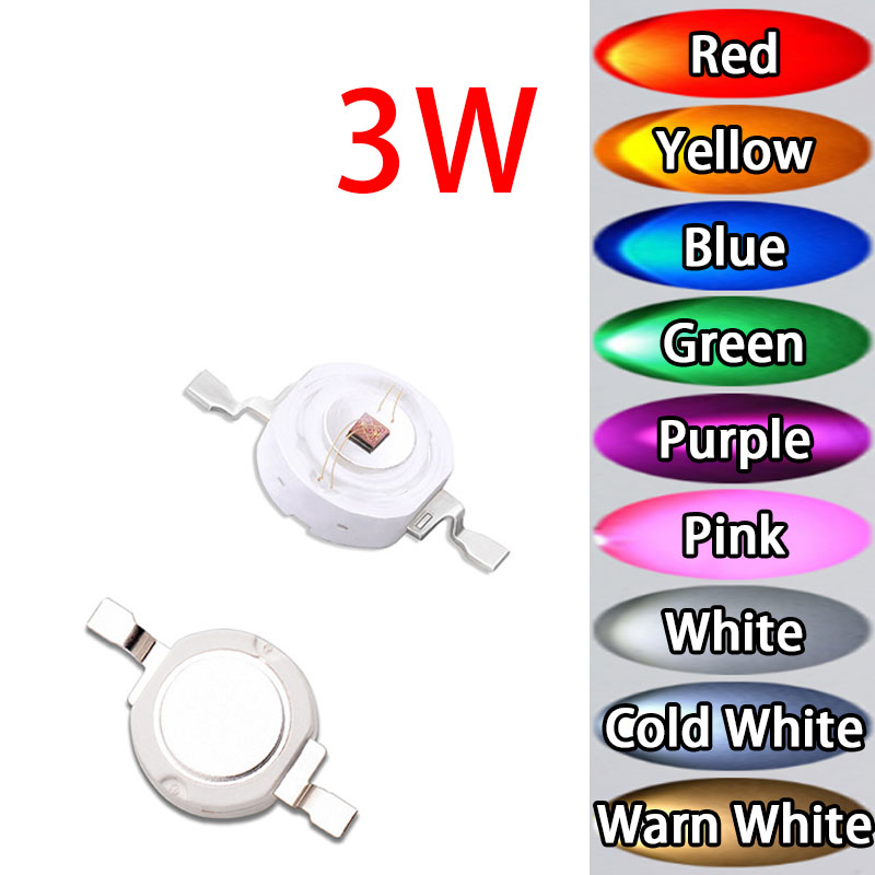 10pcs 3W High Power LED Light-Emitting Diode LEDs Chip SMD Warm White Red Green Blue Yellow For SpotLight Downlight Lamp Bulb