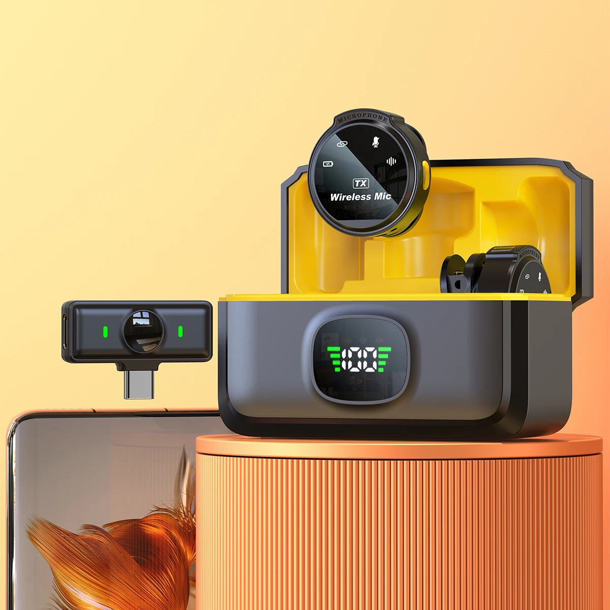 Беспроводной нагрудный микрофон Xiaomi, петличный микрофон для Android/iPhone/камеры/ПК/ноутбука, с интерфейсом iOS, диапазон шума футов