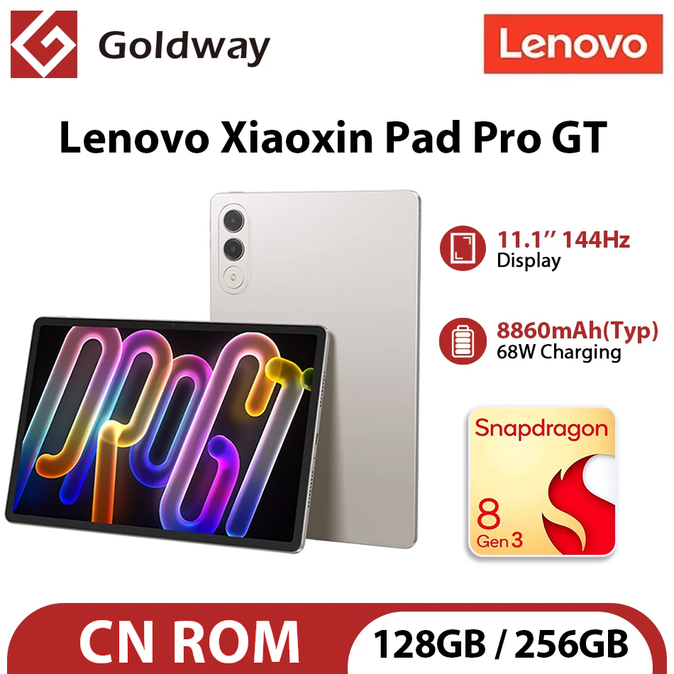 Lenovo Xiaoxin Pad Pro GT 2025 11,1-дюймовый планшет 128 256 ГБ Snapdragon 8 Gen3 144 Гц 3,2K ЖК-дисплей 13 МП Камера 68 Вт Зарядка 8860 мАч