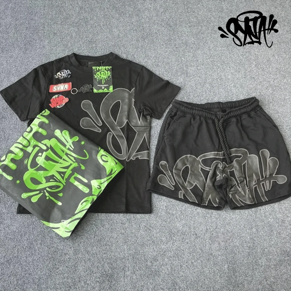 Sy-world-ropa y2k de verano para hombre y mujer, camiseta de calle alta, pantalones de Hip Hop, camiseta Unisex de algodón, pantalón corto deportivo informal, camisetas de manga