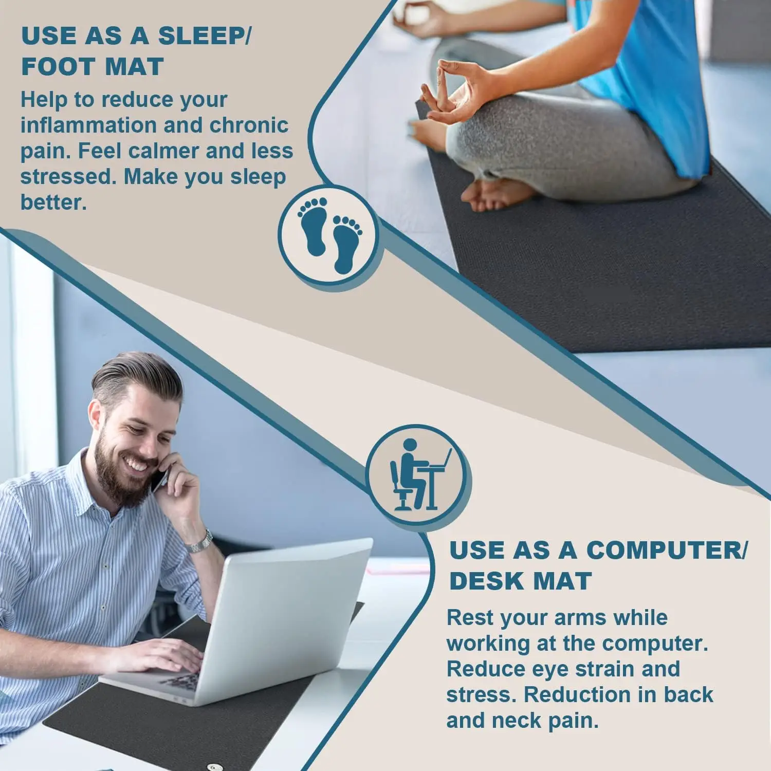 MAXSHARER Grounding Rubber Leather mat Earthing sleep mat computer mouse pad Grounding foot mat desk mat for Better sleep health