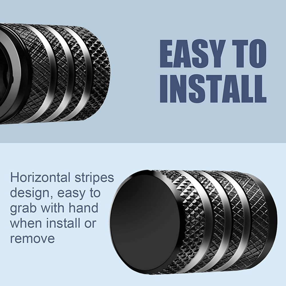 Tampas moletadas da haste da válvula do pneu, alumínio com forro de plástico, tampas resistentes à corrosão do bocal da roda do pneu para carros e motocicletas