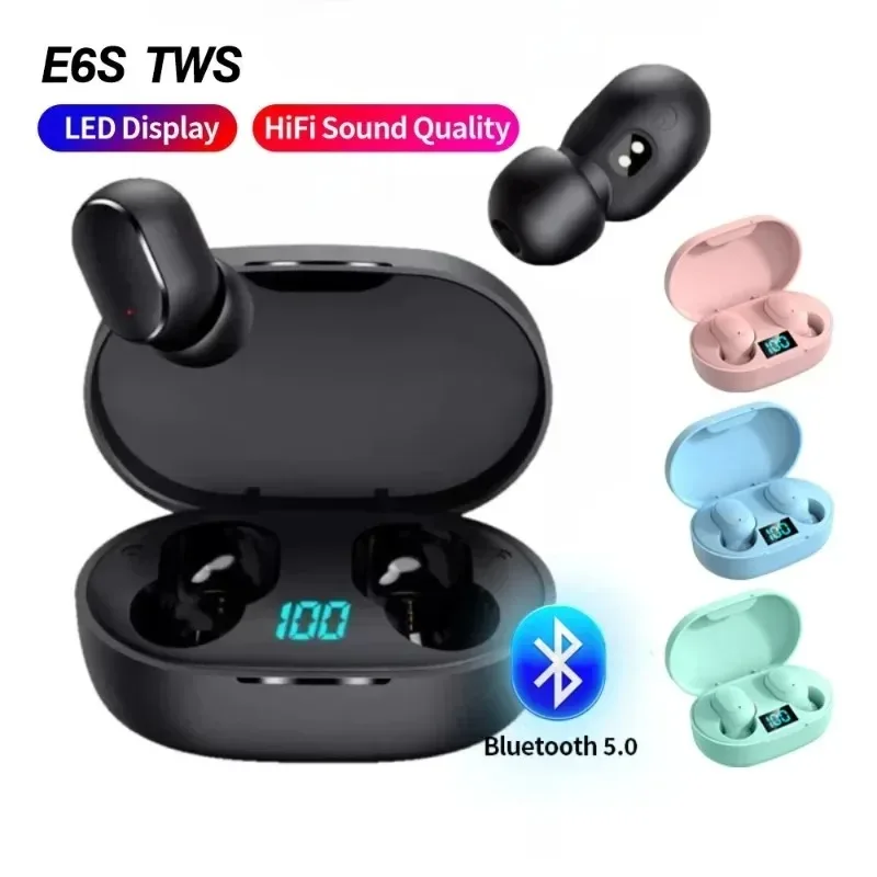 Auriculares Bluetooth TWS E6S Fone, auriculares inalámbricos con Bluetooth, auriculares con cancelación de ruido y micrófono para Xiaomi Redmi