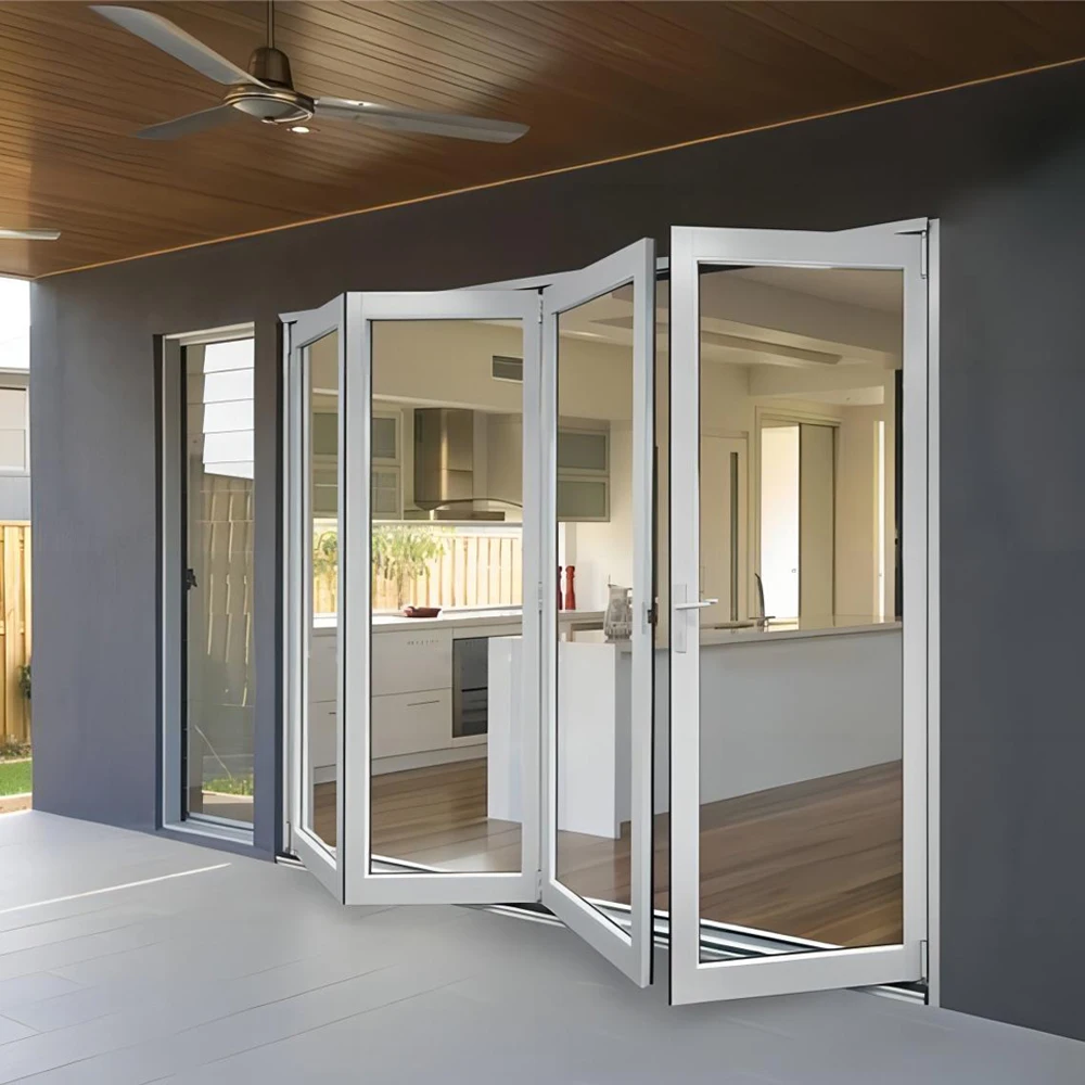 Sixinalu 1.8 มม.ความร้อน Break โปรไฟล์อลูมิเนียมกรอบโลหะผสมหีบเพลงประตู Custom-made Double-glazed กระจกนิรภัยพับประตู